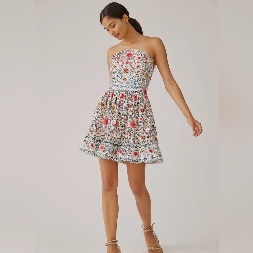 Anthropologie Ruffle Tube Mini Dress